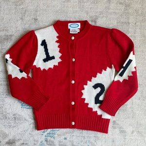 Girls’ Red Cardigan Sweater